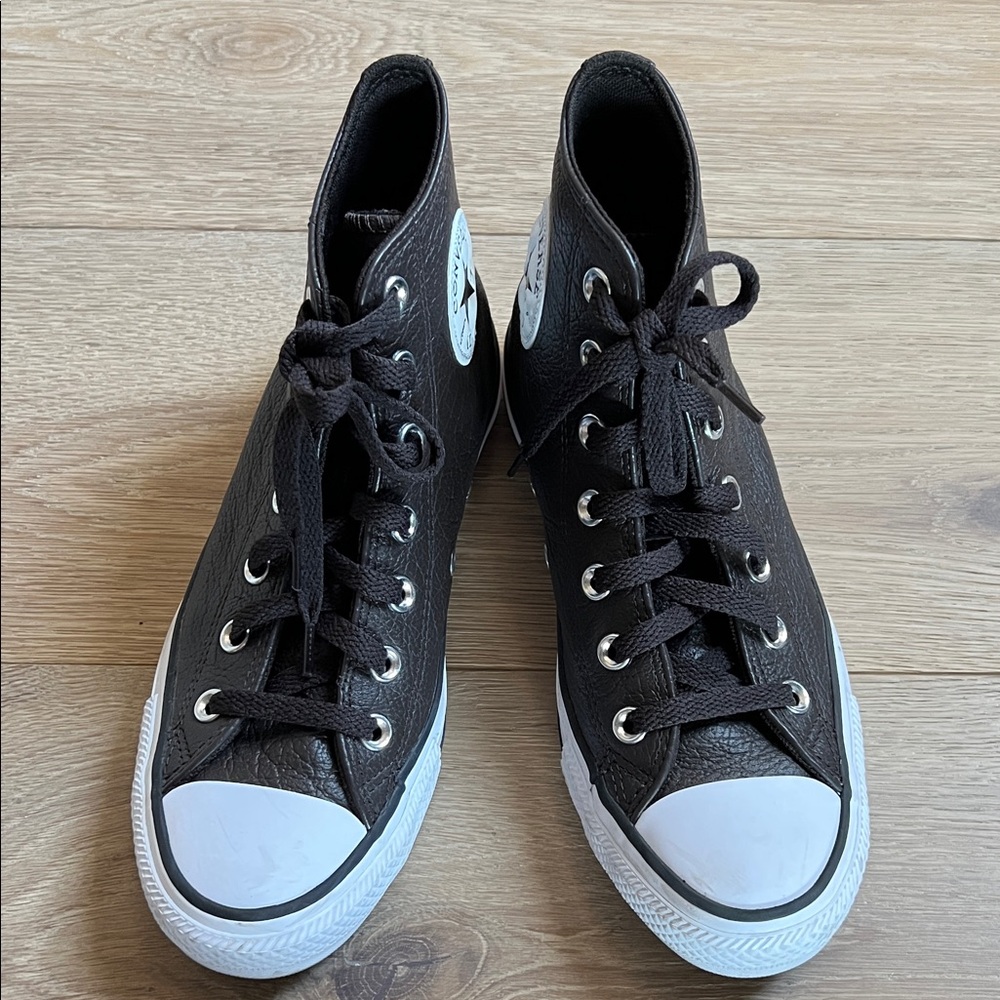 Converse Dark Brown and White High-Top Sneakers